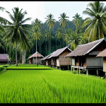 서든어택 버그 신고 방법 - Kampung Scene**

"A serene view of a *kampung* (village) at sunrise, with traditional Malay houses (...